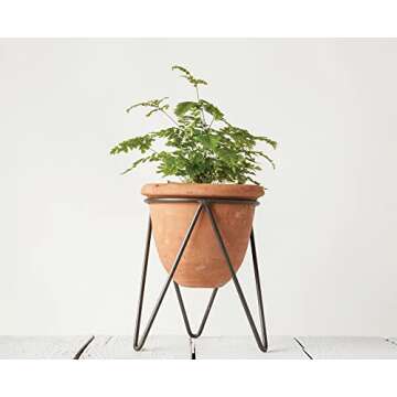 Creative Co-Op Terracotta Pot with Stylish Metal Stand