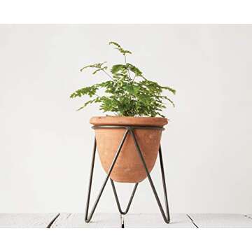 Creative Co-Op Terracotta Pot with Stylish Metal Stand