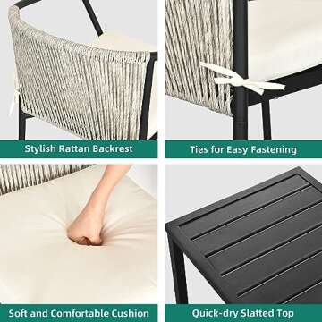 YITAHOME Wicker 3-Piece Outdoor Bistro Set, All-Weather Patio Conversation Set with Stackable Chairs...