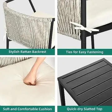 YITAHOME Wicker 3-Piece Outdoor Bistro Set, All-Weather Patio Conversation Set with Stackable Chairs...