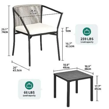 Stylish YITAHOME 3-Piece Wicker Patio Bistro Set