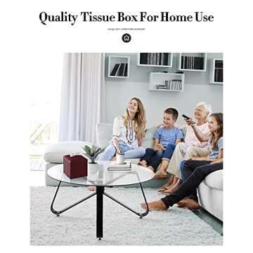 Tissue Box Cover, Jeethemy Square PU Leather Tissue Box Holder, Modern Tissue Case Facial Paper Organizer Dispenser，5X5X5'',Single Wine