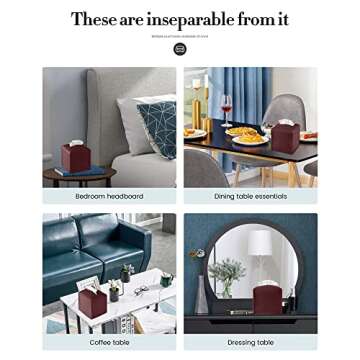 Tissue Box Cover, Jeethemy Square PU Leather Tissue Box Holder, Modern Tissue Case Facial Paper Organizer Dispenser，5X5X5'',Single Wine