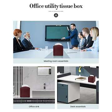 Tissue Box Cover, Jeethemy Square PU Leather Tissue Box Holder, Modern Tissue Case Facial Paper Organizer Dispenser，5X5X5'',Single Wine