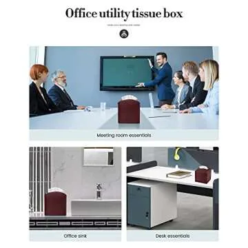 Tissue Box Cover, Jeethemy Square PU Leather Tissue Box Holder, Modern Tissue Case Facial Paper Organizer Dispenser，5X5X5'',Single Wine