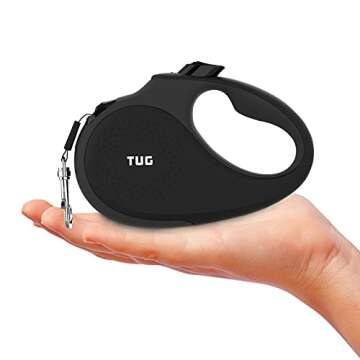 TUG Tiny 360° Tangle-Free Retractable Dog Leash with Anti-Slip Handle | 10 ft Nylon Tape | One-Hand...