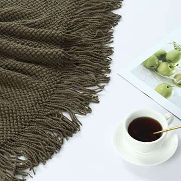 CREVENT Knitted Decorative Throw Blanket for Couch Sofa Chair Bed, Soft Breathable Lightweight for Spring Summer Fall (50''X60'' Green Dot)