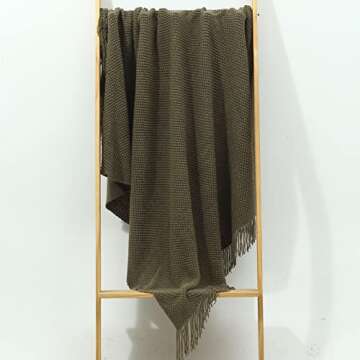 CREVENT Knitted Decorative Throw Blanket for Couch Sofa Chair Bed, Soft Breathable Lightweight for Spring Summer Fall (50''X60'' Green Dot)