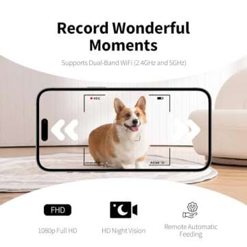 Automatic Cat Feeders with Camera, 5G WiFi Cat Feeder with 1080P HD Video Night Vision, Automatic Pe...