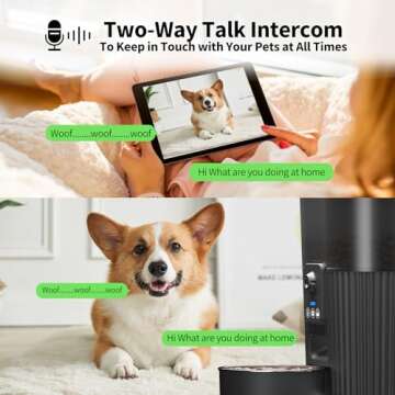 Automatic Cat Feeders with Camera, 5G WiFi Cat Feeder with 1080P HD Video Night Vision, Automatic Pet Feeders with 2-Way Audio, Motion & Sound Alerts, Voice & Video Record, Automatic Feeder with App