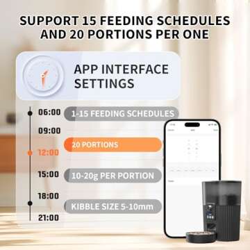 Automatic Cat Feeders with Camera, 5G WiFi Cat Feeder with 1080P HD Video Night Vision, Automatic Pet Feeders with 2-Way Audio, Motion & Sound Alerts, Voice & Video Record, Automatic Feeder with App
