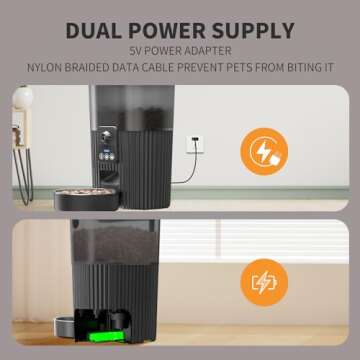 Automatic Cat Feeders with Camera, 5G WiFi Cat Feeder with 1080P HD Video Night Vision, Automatic Pet Feeders with 2-Way Audio, Motion & Sound Alerts, Voice & Video Record, Automatic Feeder with App