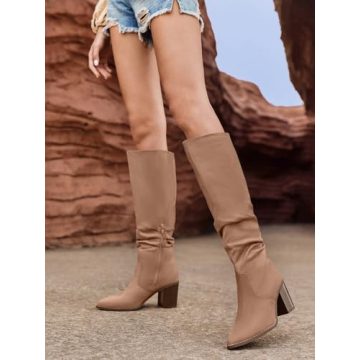 Huiyuzhi Women's Cozy Faux Suede Knee-High Boots