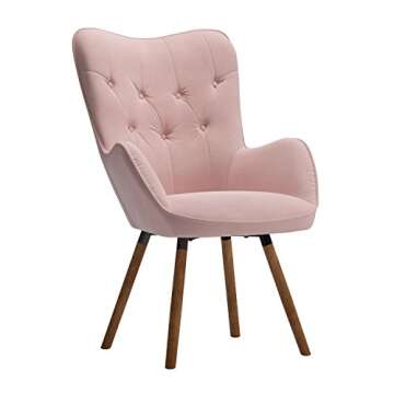 Roundhill Furniture Doarnin Contemporary Silky Velvet Tufted Button Back Accent Chair, Mauve