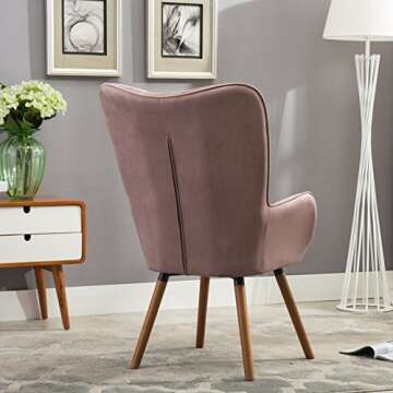 Roundhill Furniture Doarnin Contemporary Silky Velvet Tufted Button Back Accent Chair, Mauve