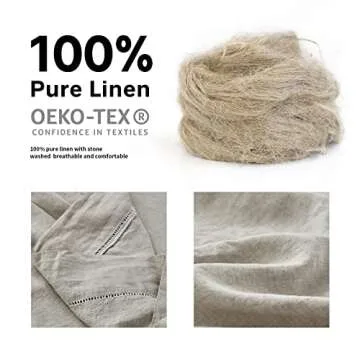 Simple&Opulence 100% Linen Hollow Hemstitch Sheet Set -4 Pieces European Flax Pure Washed Bed Sheets (1 Flat Sheet, 1 Fitted Sheet,2 Pillowcases) -Breathable and Soft (Hemstitch Linen, King)