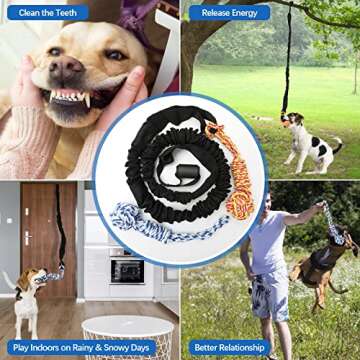 QINGFANGLI Spring Pole Dog Rope Outdoor Tug of War Toy for Pitbull Medium to Large Dogs Bungee Hanging Exercise Ropes Muscle Builder Interactive Toys (Dog Rope Toys)