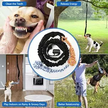 QINGFANGLI Spring Pole Dog Rope Outdoor Tug of War Toy for Pitbull Medium to Large Dogs Bungee Hanging Exercise Ropes Muscle Builder Interactive Toys (Dog Rope Toys)