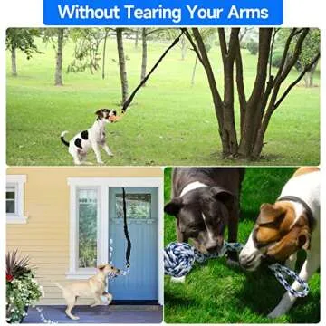 QINGFANGLI Spring Pole Dog Rope Outdoor Tug of War Toy for Pitbull Medium to Large Dogs Bungee Hanging Exercise Ropes Muscle Builder Interactive Toys (Dog Rope Toys)