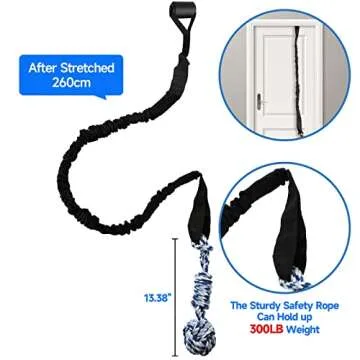 QINGFANGLI Spring Pole Dog Rope Outdoor Tug of War Toy for Pitbull Medium to Large Dogs Bungee Hanging Exercise Ropes Muscle Builder Interactive Toys (Dog Rope Toys)