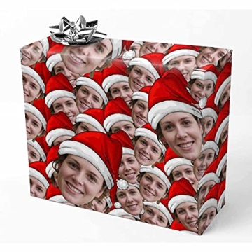 InterestPrint Personalized Photo Wrapping Paper Merry Christmas with Christmas hat Happy Birthdays, ...