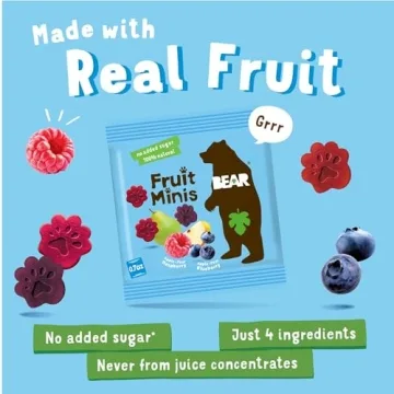 BEAR Real Fruit Snack Minis - Raspberry/Blueberry, Vegan