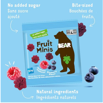BEAR Real Fruit Snack Minis - Raspberry/Blueberry, Vegan