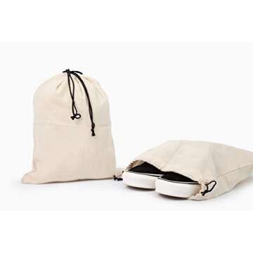 Shoe Bags for Travel Packing - Drawstring Sneaker Travel Bags - Cotton Cloth Shoe Dust Bags for Stor...