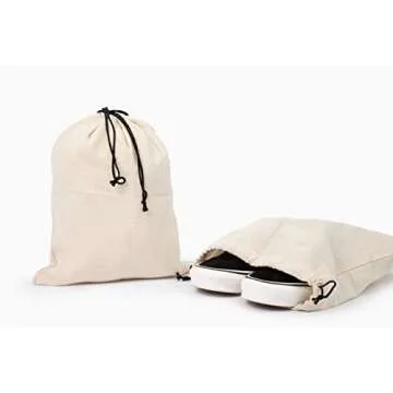 Shoe Bags for Travel Packing - Drawstring Sneaker Travel Bags - Cotton Cloth Shoe Dust Bags for Stor...