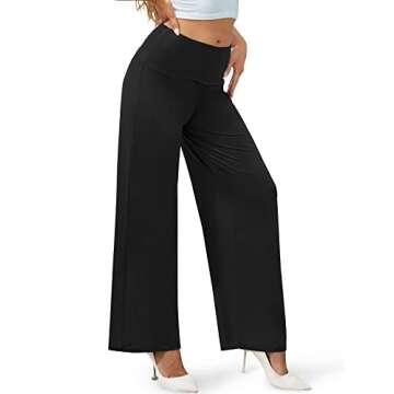 Arolina Women's Stretchy Wide Leg Palazzo Lounge Pants Casual Comfy High Waist Palazzo Pants Black