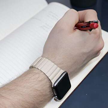 INI Compatible with Apple Watch Band 49mm 46mm 45mm 44mm 42mm 41mm 40mm 38mm - Adjustable Leather Strap with Magnetic Closure System for iWatch Series 10 Ultra 2 Ultra/9/8/7/SE/6/5/4/3/2/1 - Tan