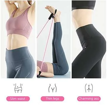 Greymond Portable Pilates Bar Kit Yoga Pilates Stick Muscle Toning Bar with Resistance Band, Home Gym Pilates Yoga Exercise Bar with Foot Loop for Total Body Workout (Pink)