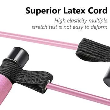 Greymond Portable Pilates Bar Kit Yoga Pilates Stick Muscle Toning Bar with Resistance Band, Home Gym Pilates Yoga Exercise Bar with Foot Loop for Total Body Workout (Pink)
