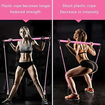 Greymond Portable Pilates Bar Kit Yoga Pilates Stick Muscle Toning Bar with Resistance Band, Home Gym Pilates Yoga Exercise Bar with Foot Loop for Total Body Workout (Pink)