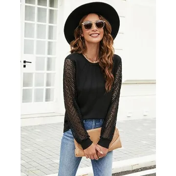 Blooming Jelly Waffle Knit Women’s Blouse in Black