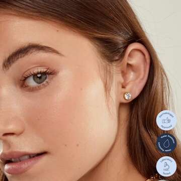 Tini Lux Celeste Stud Earrings for Sensitive Ears - Stylish Gold Titanium Studs