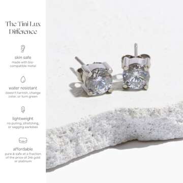 Tini Lux Gold Titanium Celeste Stud Earrings for Sensitive Ears