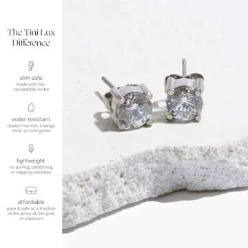 Tini Lux Gold Titanium Celeste Stud Earrings for Sensitive Ears