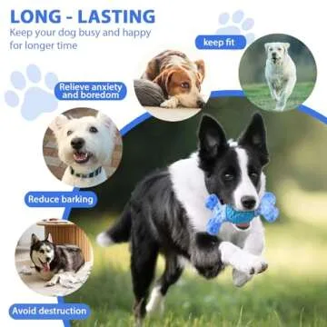 Rensh Tough Dog Toys for Aggressive Chewers, Almost Indestructible Dog Chew Toys for Medium Large Breed, Sturdy Aggressive Chew Dog Toys to Keep Them Busy, Dog Chew Bones Toy for Long Lasting (Blue)