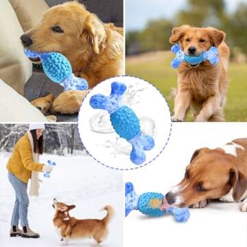 Rensh Tough Dog Toys for Aggressive Chewers, Almost Indestructible Dog Chew Toys for Medium Large Breed, Sturdy Aggressive Chew Dog Toys to Keep Them Busy, Dog Chew Bones Toy for Long Lasting (Blue)
