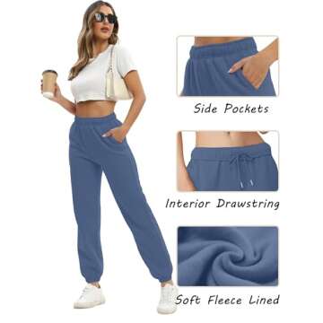 Baccarri Sweatpants Women Baggy Fleece Lounge Pants Women Sweat Pants for Womens Sweat Pants with Pockets Navy 2024 M