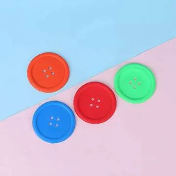 Colorful Silicone Button Coasters for Household Use