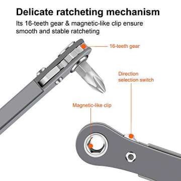 MULWARK 11pc Right Angle Screwdriver 1/4 Mini Ratchet Wrench Close Quarters Pocket Screwdriver Set with High Torque & Low Profile- EDC Tool with 90 Degree Mini Offset Reversible Drive Handle