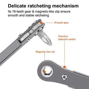 MULWARK 11pc Right Angle Screwdriver 1/4 Mini Ratchet Wrench Close Quarters Pocket Screwdriver Set with High Torque & Low Profile- EDC Tool with 90 Degree Mini Offset Reversible Drive Handle