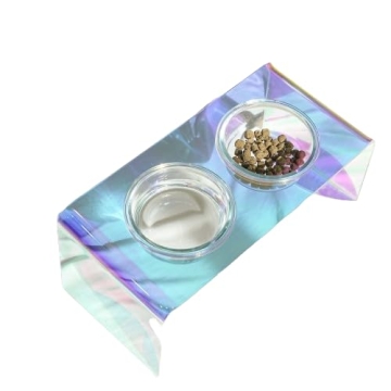 Kamang Holographic Pet Glass Bowl Feeder for Stylish Pets