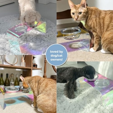 Kamang Holographic Pet Glass Bowl Feeder for Stylish Pets