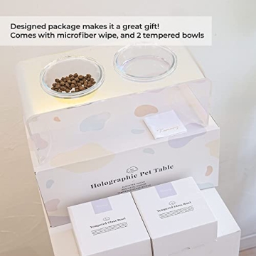 Kamang Holographic Pet Glass Bowl Feeder for Stylish Pets