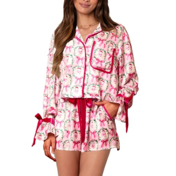 Faretumiya Cheerful Christmas Pajamas Set for Women - Stylish Holiday Sleepwear