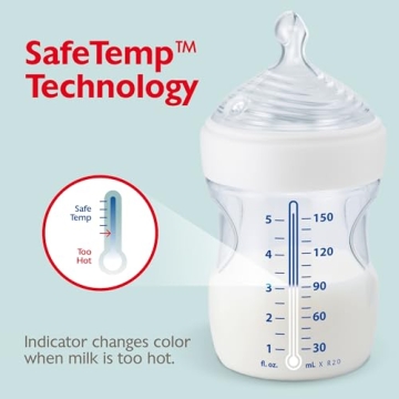 NUK Simply Natural Baby Bottle with SafeTemp, 5 oz, 4 Pack