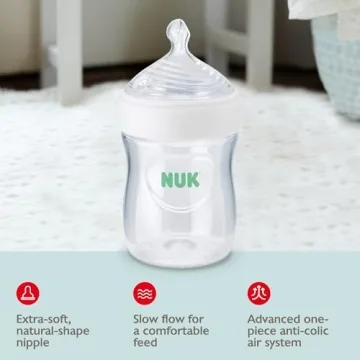 NUK Simply Natural Baby Bottle with SafeTemp, 5 oz, 4 Pack